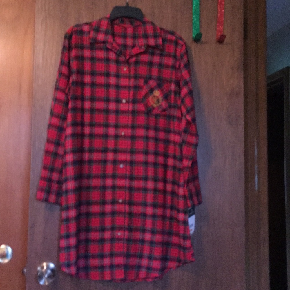 Ralph Lauren Red and Black Plaid Button-Up Shirt Dress